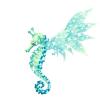 Aqua Glitter Featherwing Seahorse